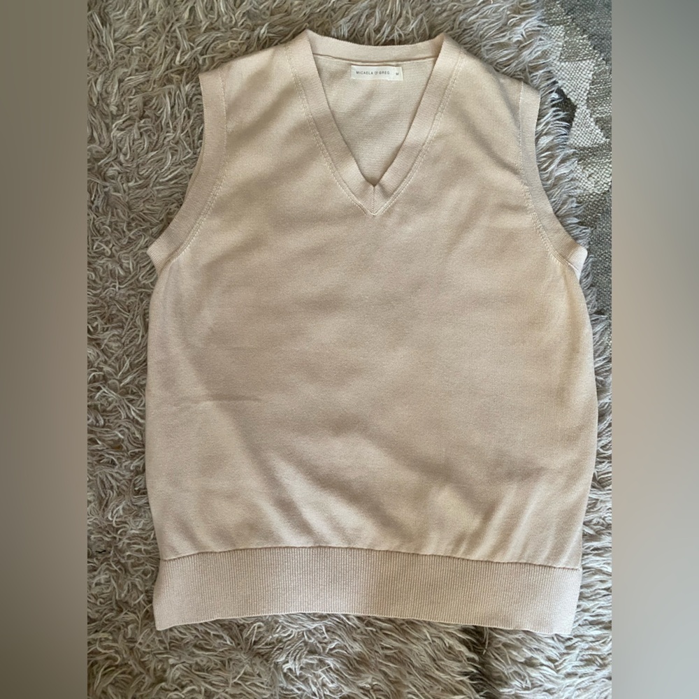 Micaela Greg Pima Cotton Oversized Sweater vest in cream